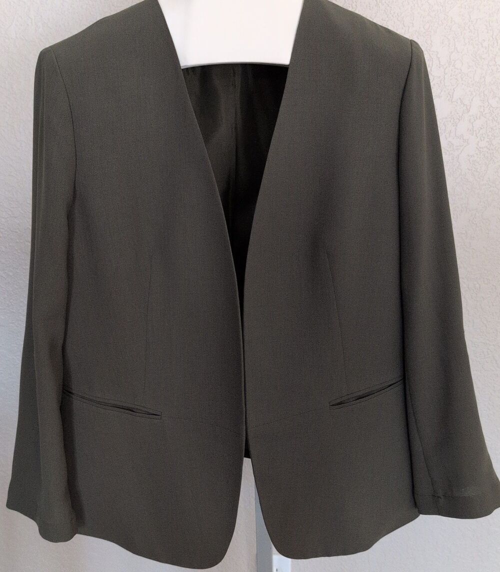 Jones Studio Separates Womens 16 Blazer Jacket Suit Coat Olive Green Long or 3/4